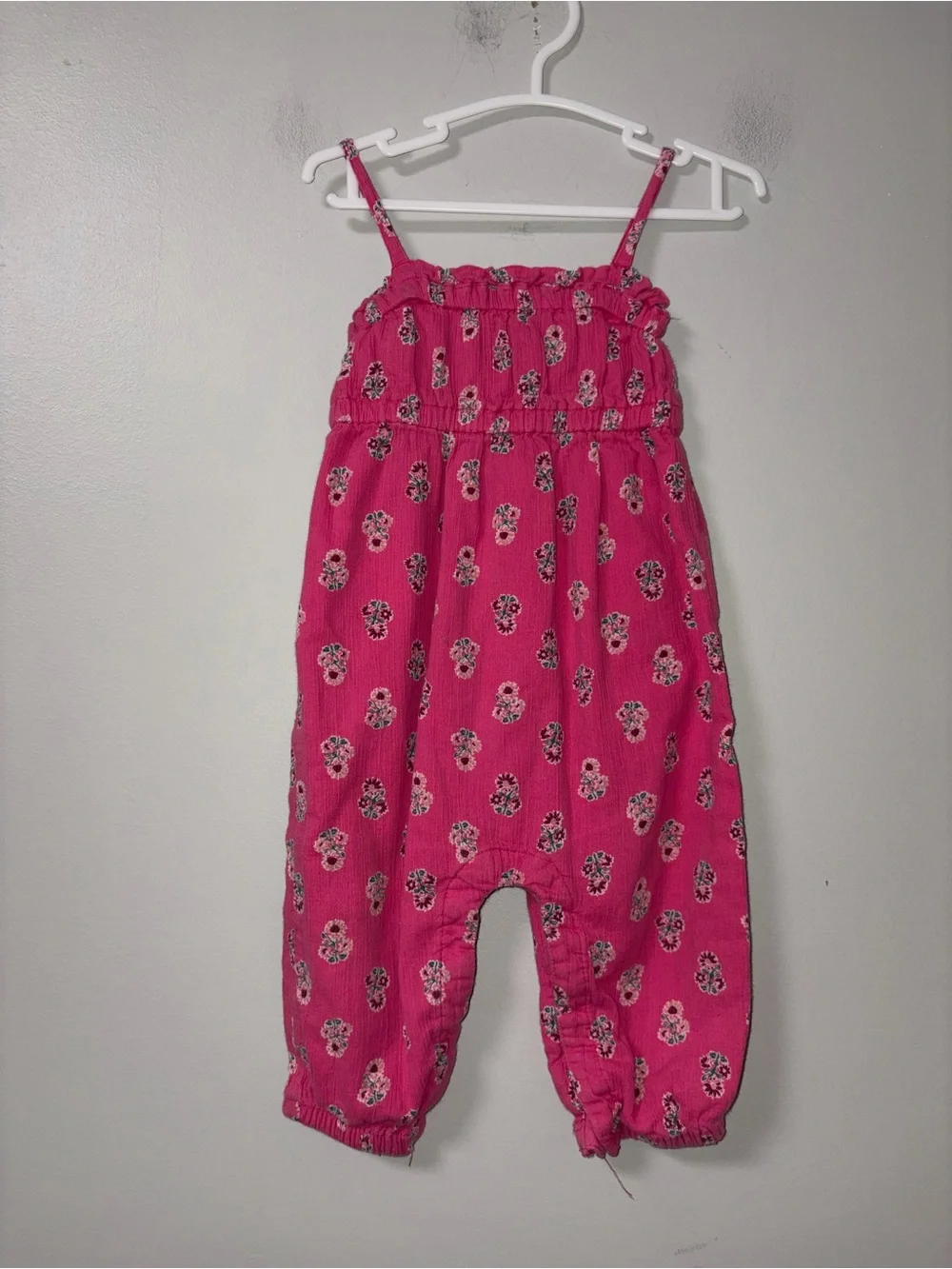 Old Navy Hot Pink Floral Sleeveless Jumper Romper Girls 6-12M